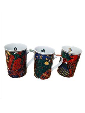 Vintage 1995 Signature Housewares "Holiday Elegance" 3-Set Mugs